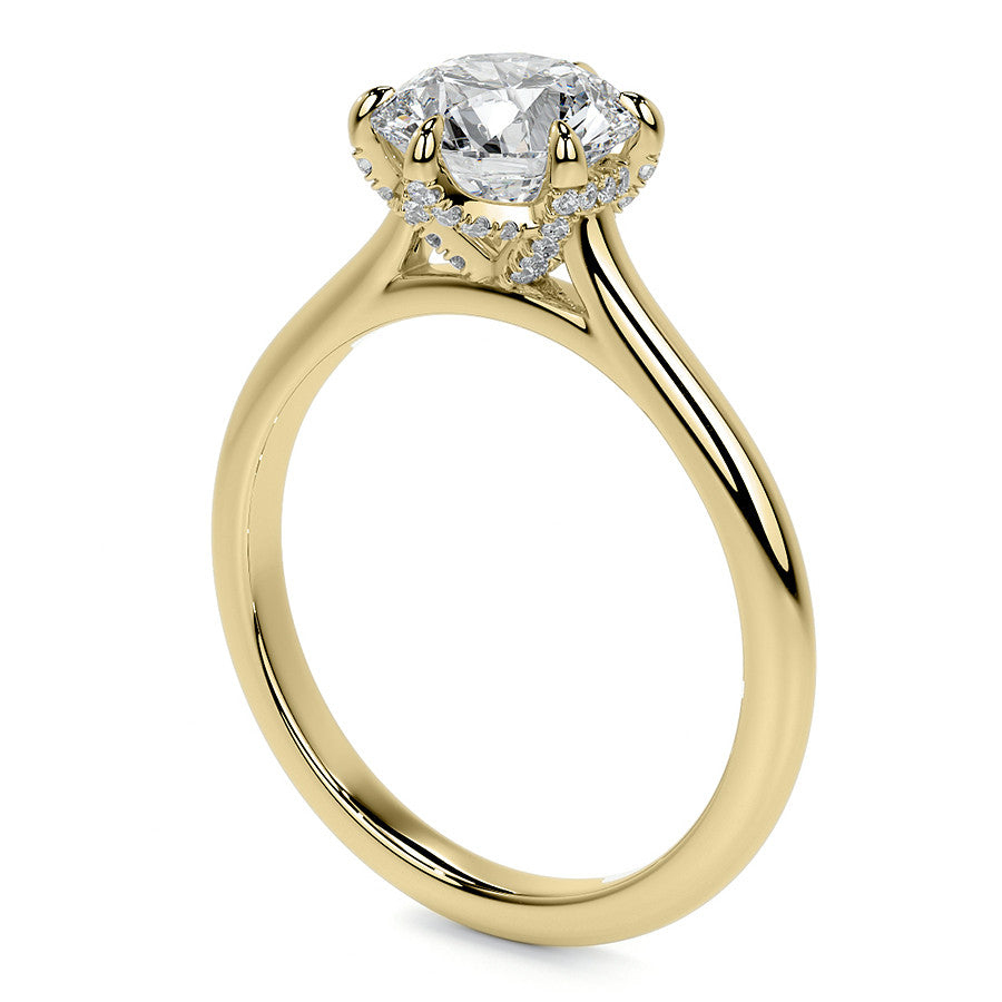 6-Prong Accented Moissanite Solitaire Engagement Ring