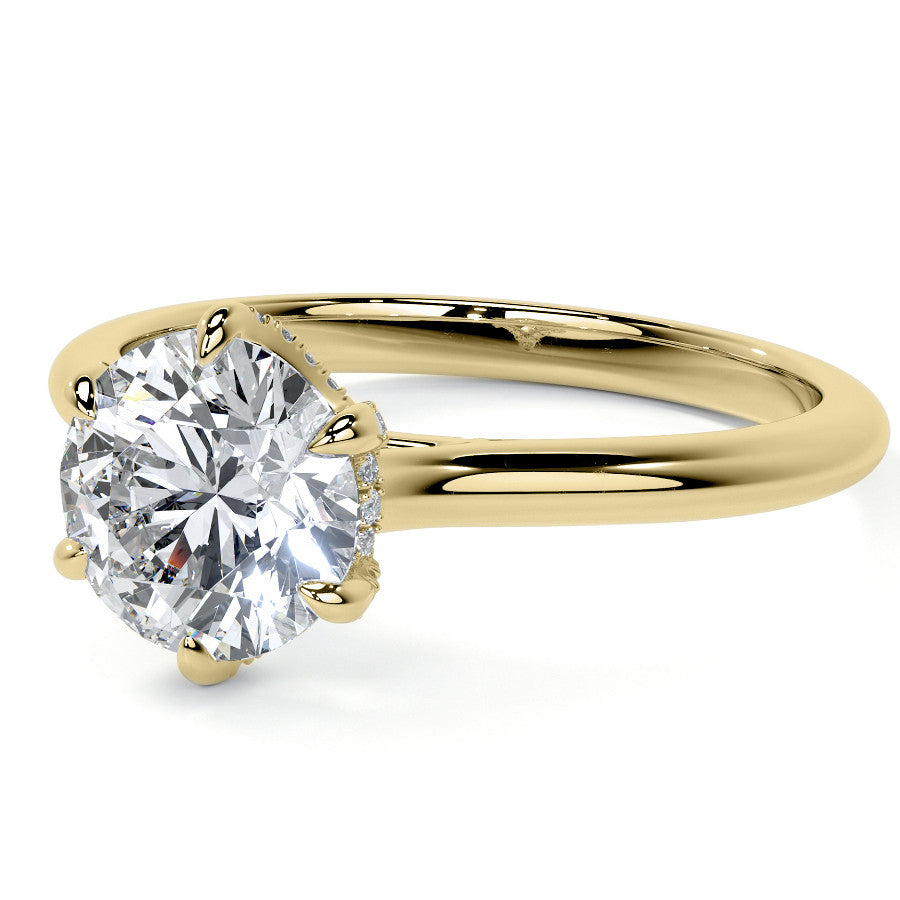 6-Prong Accented Moissanite Solitaire Engagement Ring