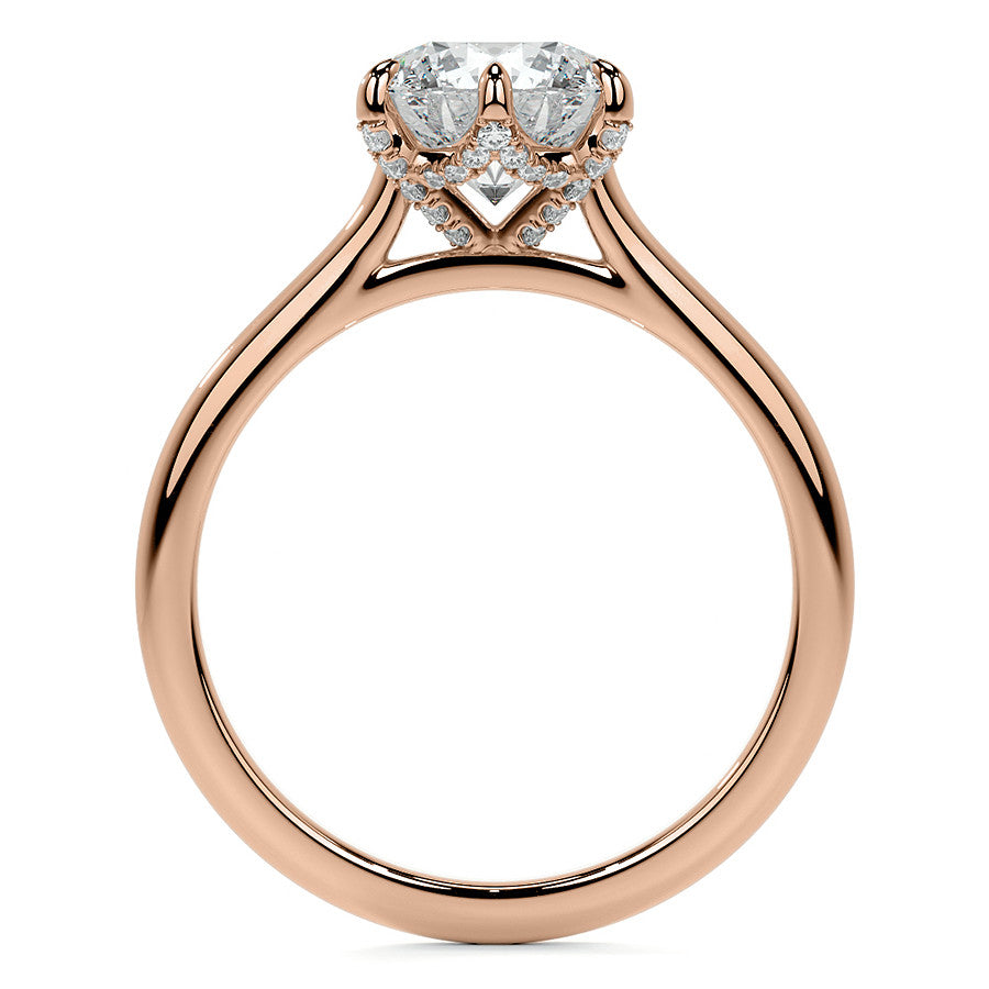 6-Prong Accented Moissanite Solitaire Engagement Ring