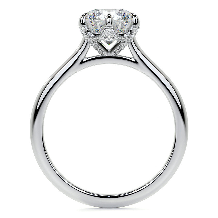 6-Prong Accented Moissanite Solitaire Engagement Ring