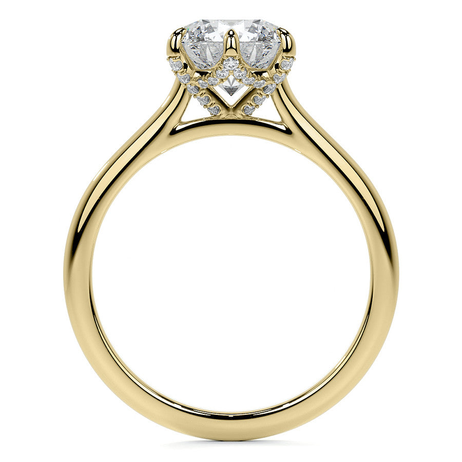 6-Prong Accented Moissanite Solitaire Engagement Ring