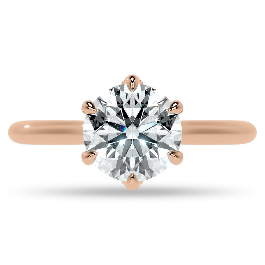 6-Prong Accented Moissanite Solitaire Engagement Ring