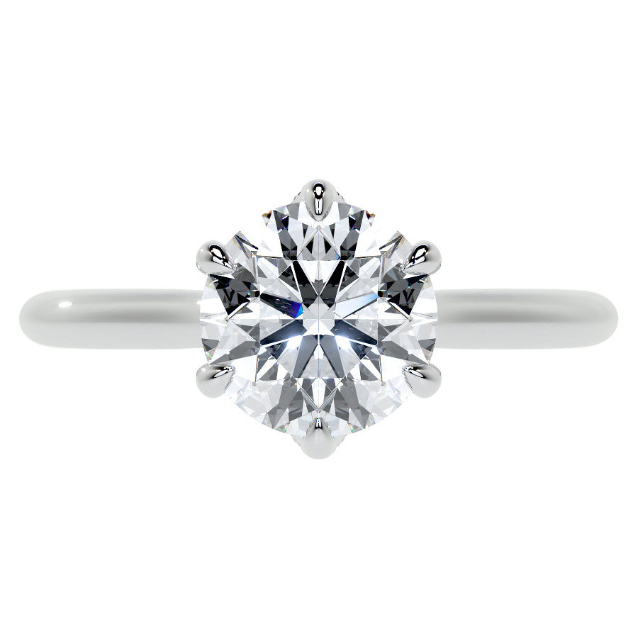 6-Prong Accented Moissanite Solitaire Engagement Ring