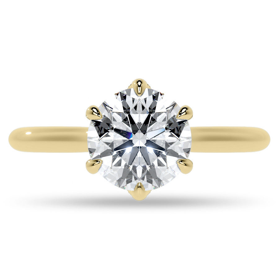 6-Prong Accented Moissanite Solitaire Engagement Ring
