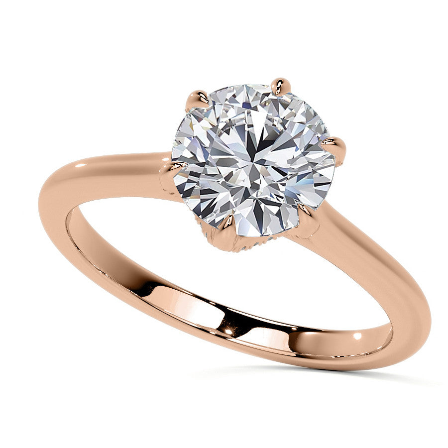 6-Prong Accented Moissanite Solitaire Engagement Ring