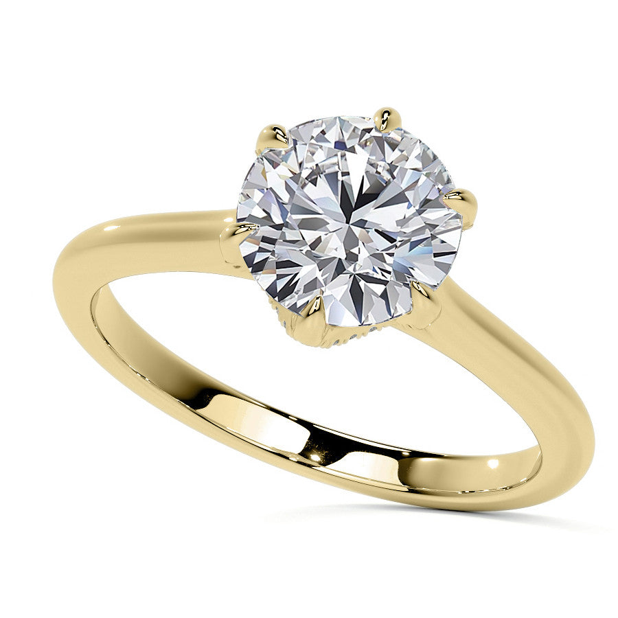 6-Prong Accented Moissanite Solitaire Engagement Ring