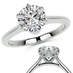 6-Prong Accented Moissanite Solitaire Engagement Ring