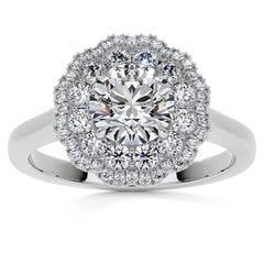 Round Double Halo Antique Style Moissanite Engagement Ring