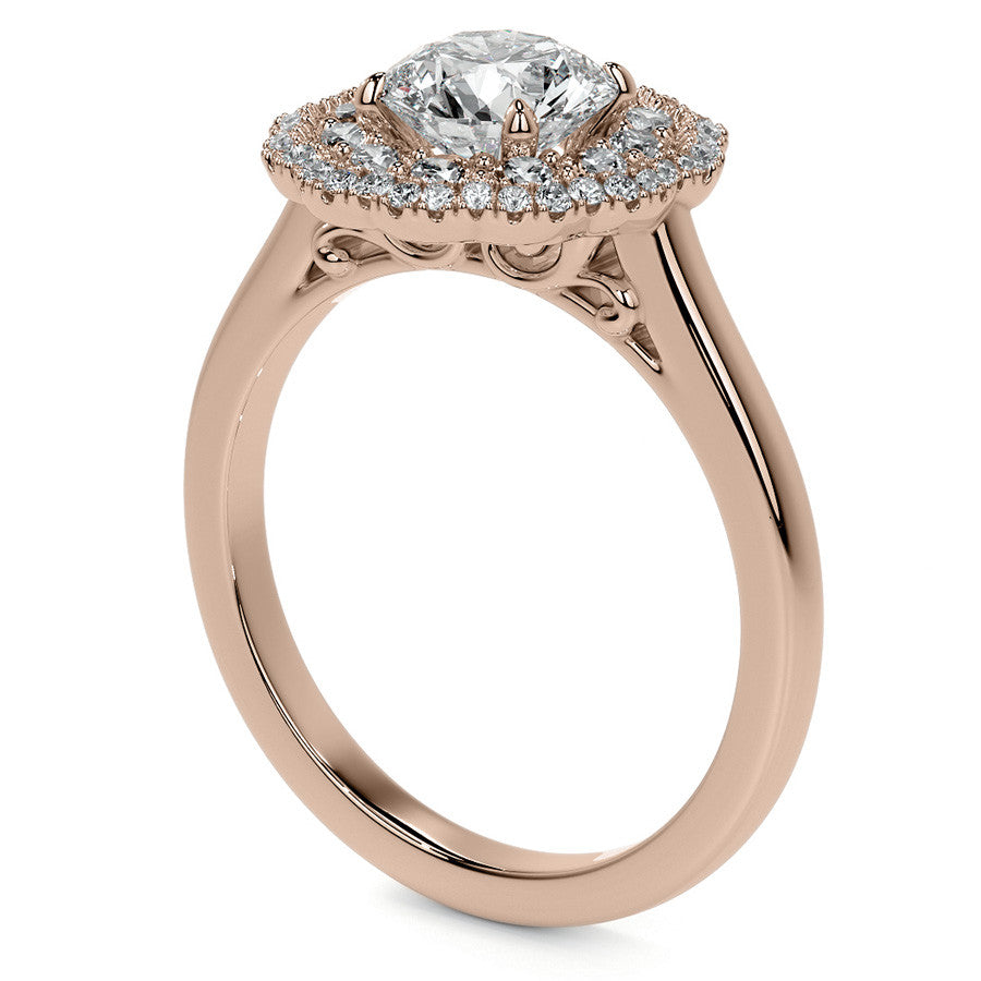 Round Double Halo Antique Style Moissanite Engagement Ring