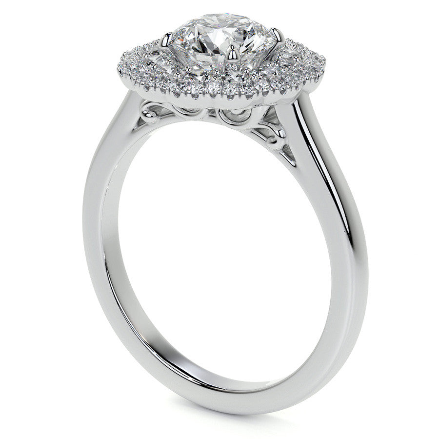 Round Double Halo Antique Style Moissanite Engagement Ring