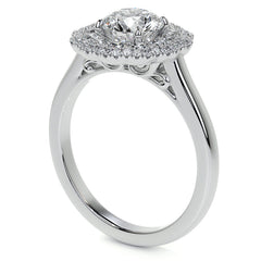 Round Double Halo Antique Style Moissanite Engagement Ring