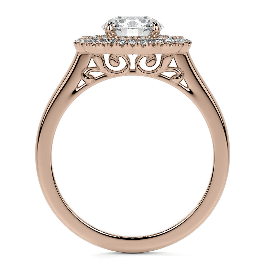 Round Double Halo Antique Style Moissanite Engagement Ring