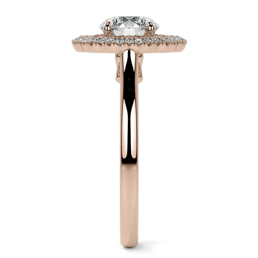 Round Double Halo Antique Style Moissanite Engagement Ring