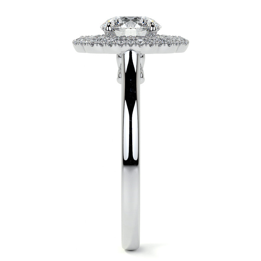 Round Double Halo Antique Style Moissanite Engagement Ring