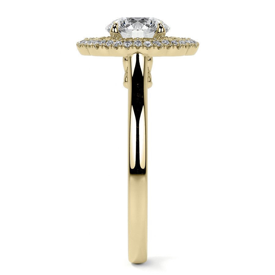 Round Double Halo Antique Style Moissanite Engagement Ring
