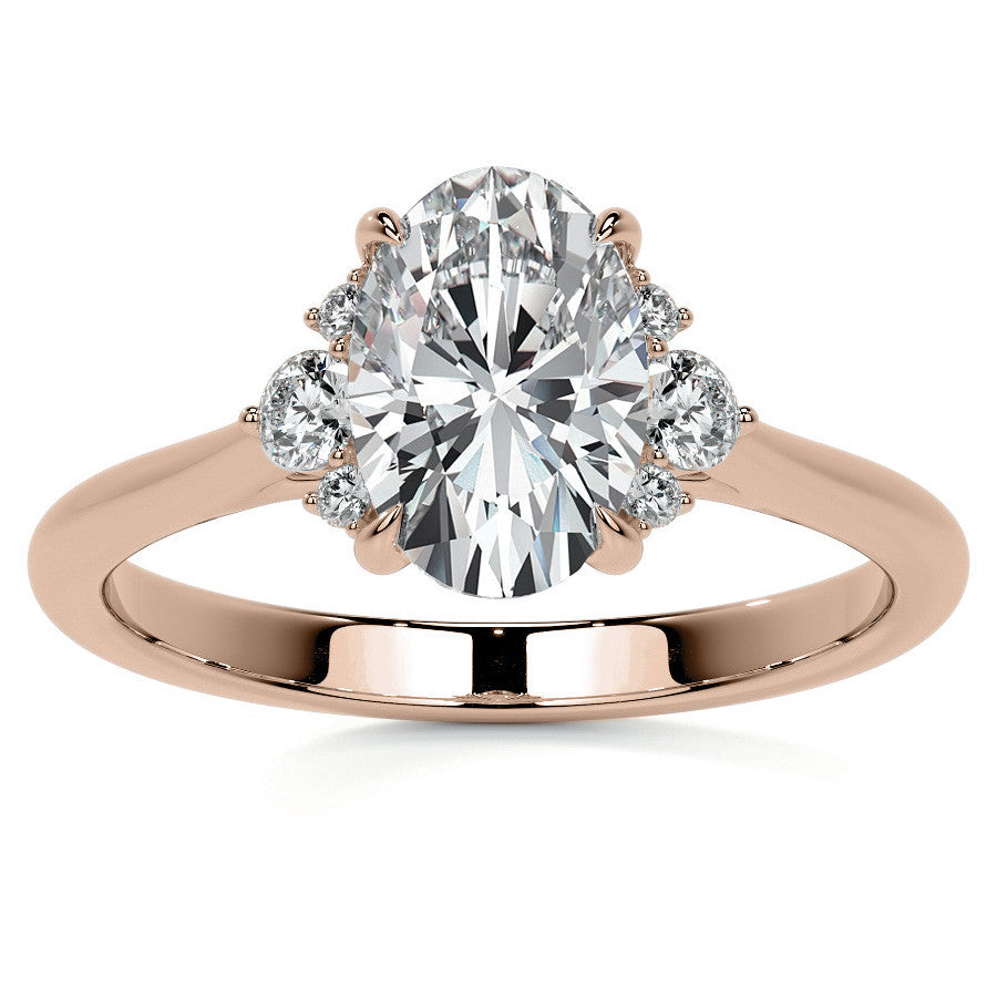 Oval Moissanite Engagement Ring with Graduated Accents