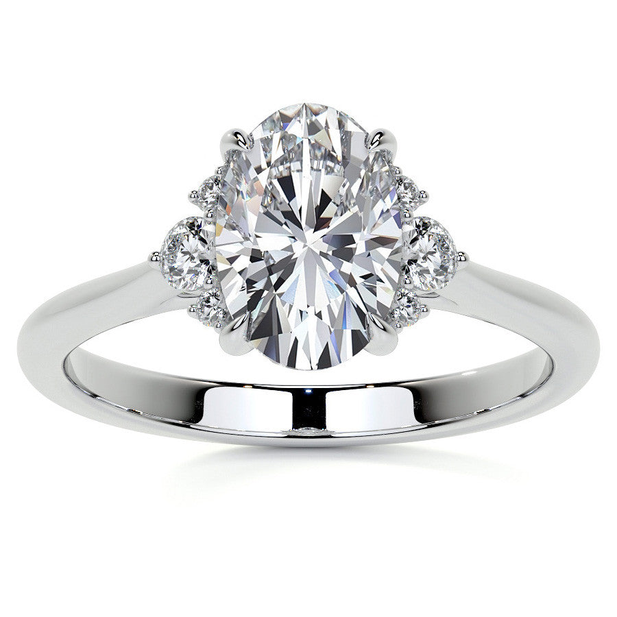 Oval Moissanite Engagement Ring with Graduated Accents