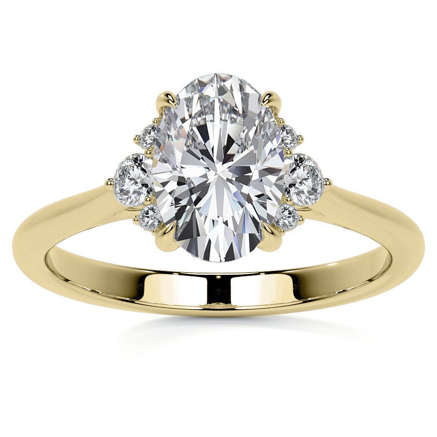 Oval Moissanite Engagement Ring with Graduated Accents