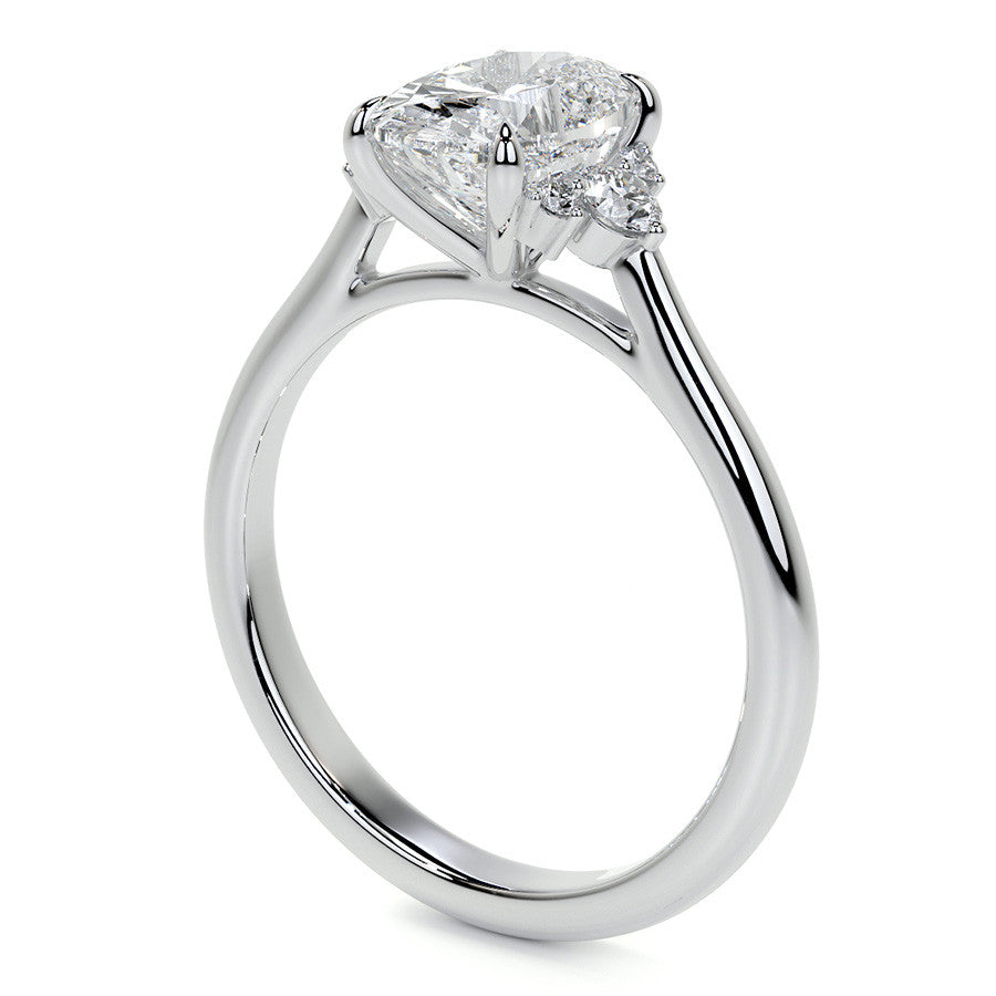 Oval Moissanite Engagement Ring with Graduated Accents