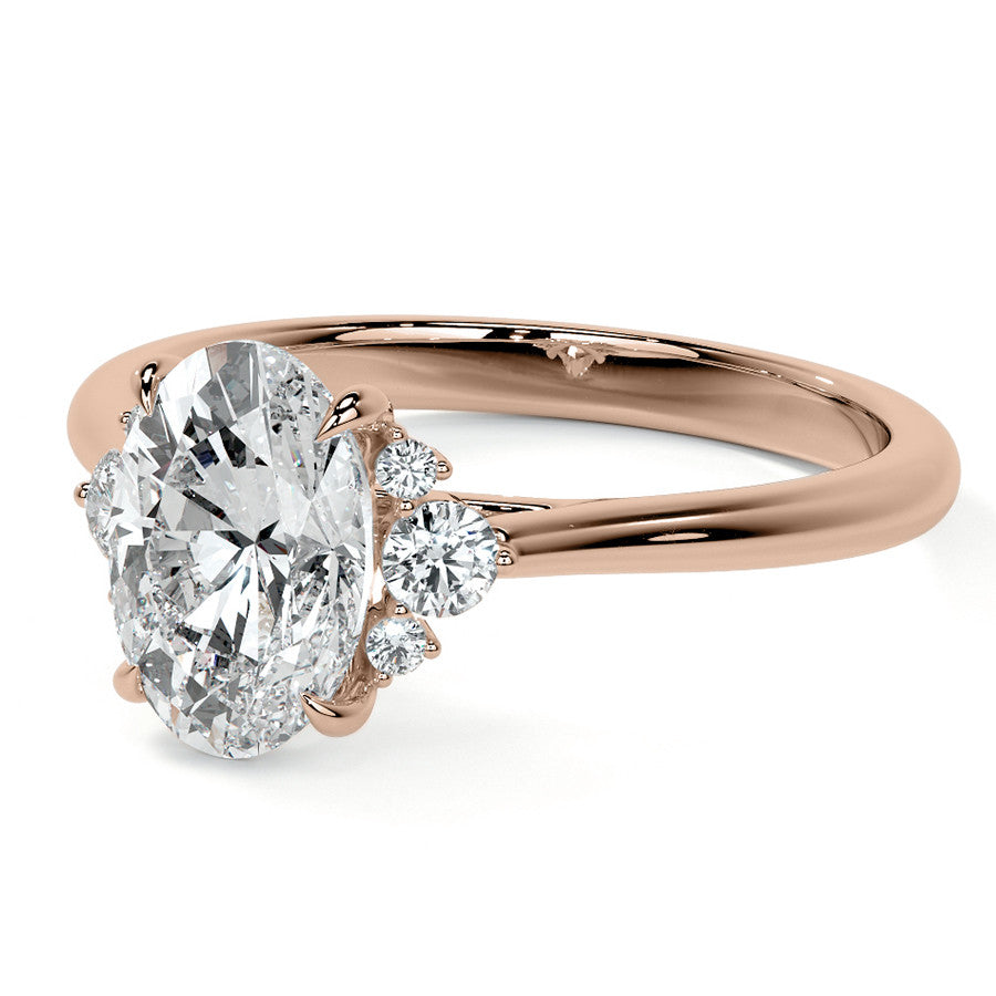 Oval Moissanite Engagement Ring with Graduated Accents
