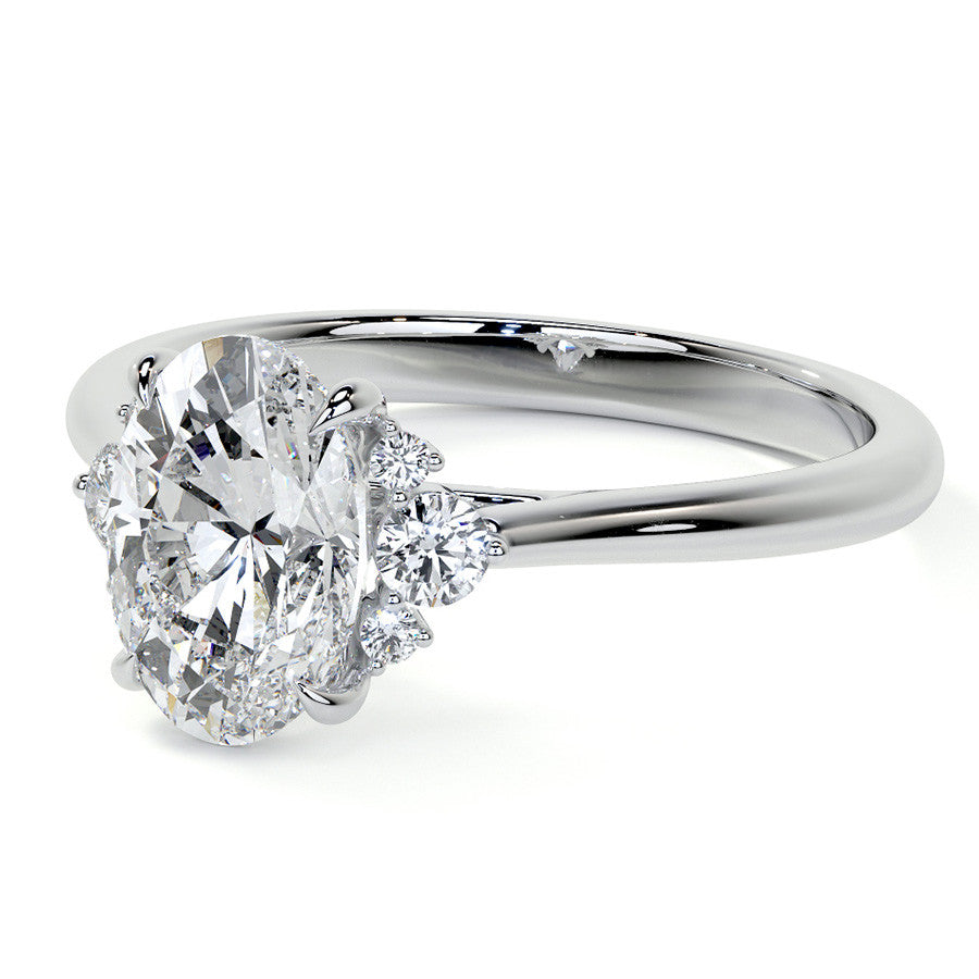 Oval Moissanite Engagement Ring with Graduated Accents