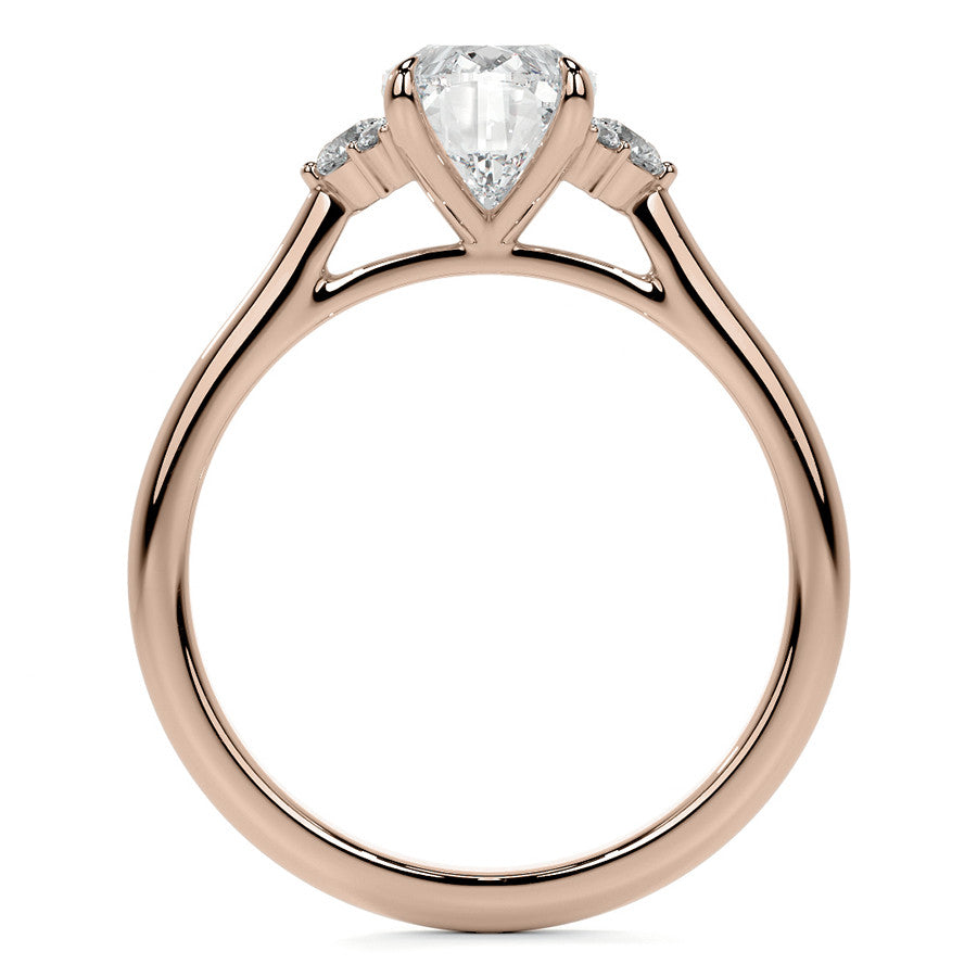 Oval Moissanite Engagement Ring with Graduated Accents