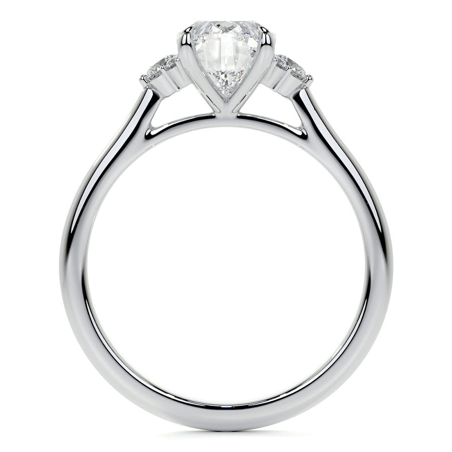 Oval Moissanite Engagement Ring with Graduated Accents