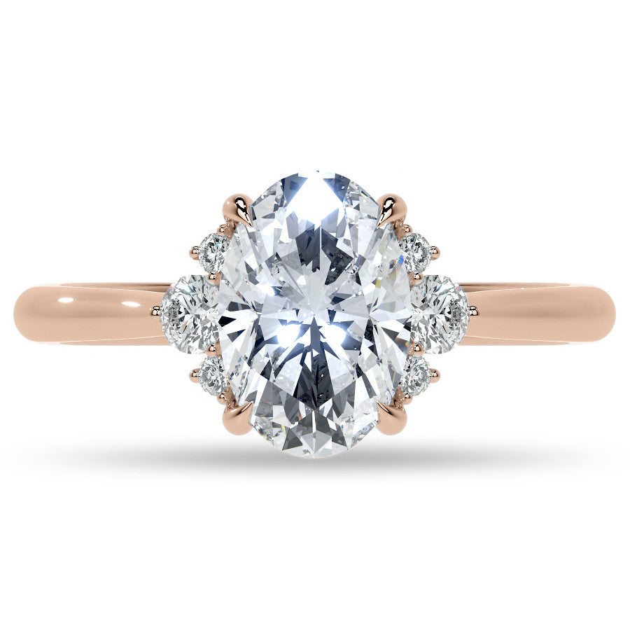 Oval Moissanite Engagement Ring with Graduated Accents