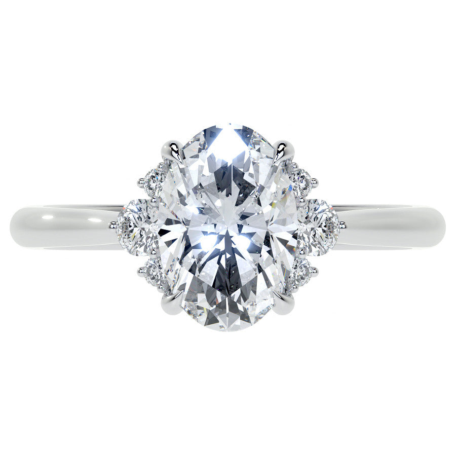 Oval Moissanite Engagement Ring with Graduated Accents