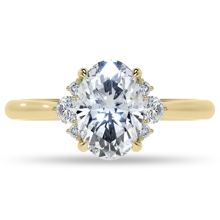 Oval Moissanite Engagement Ring with Graduated Accents