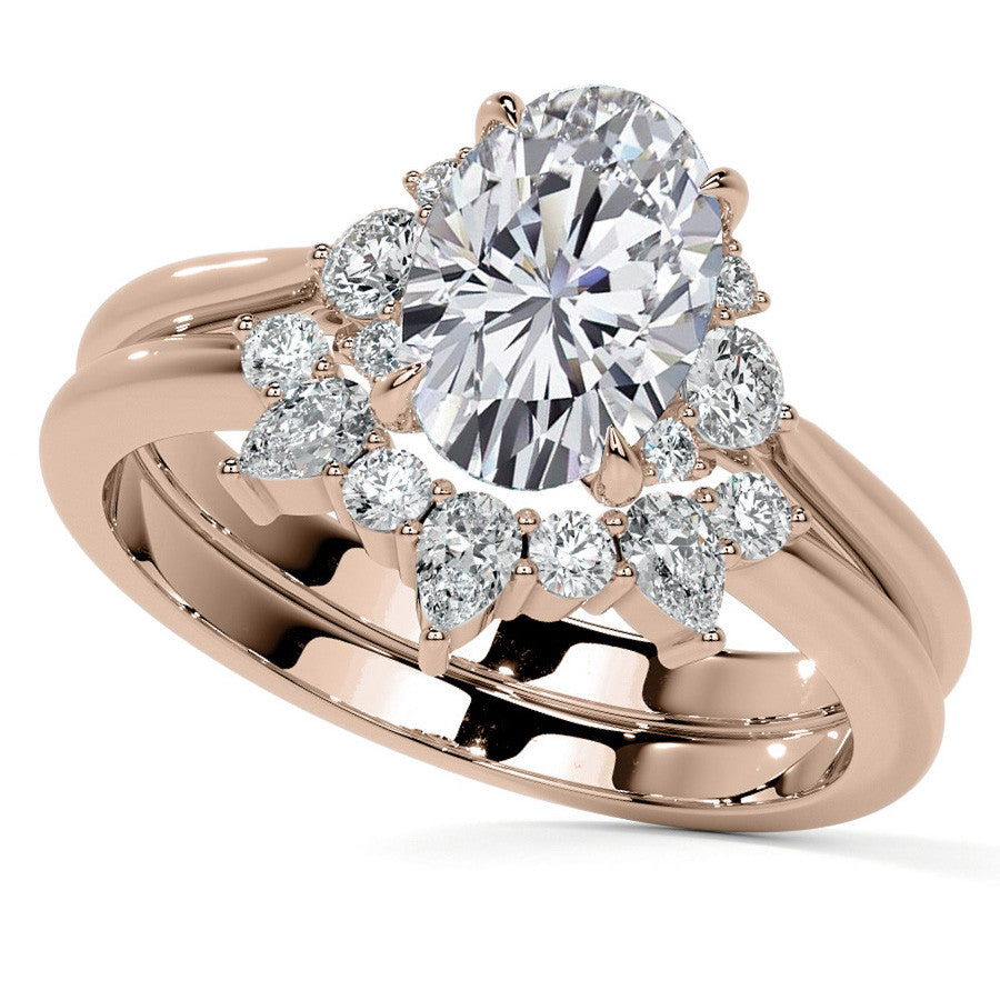 Oval Moissanite Engagement Ring with Graduated Accents