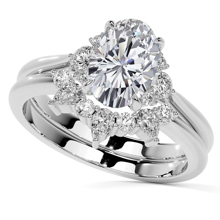 Oval Moissanite Engagement Ring with Graduated Accents