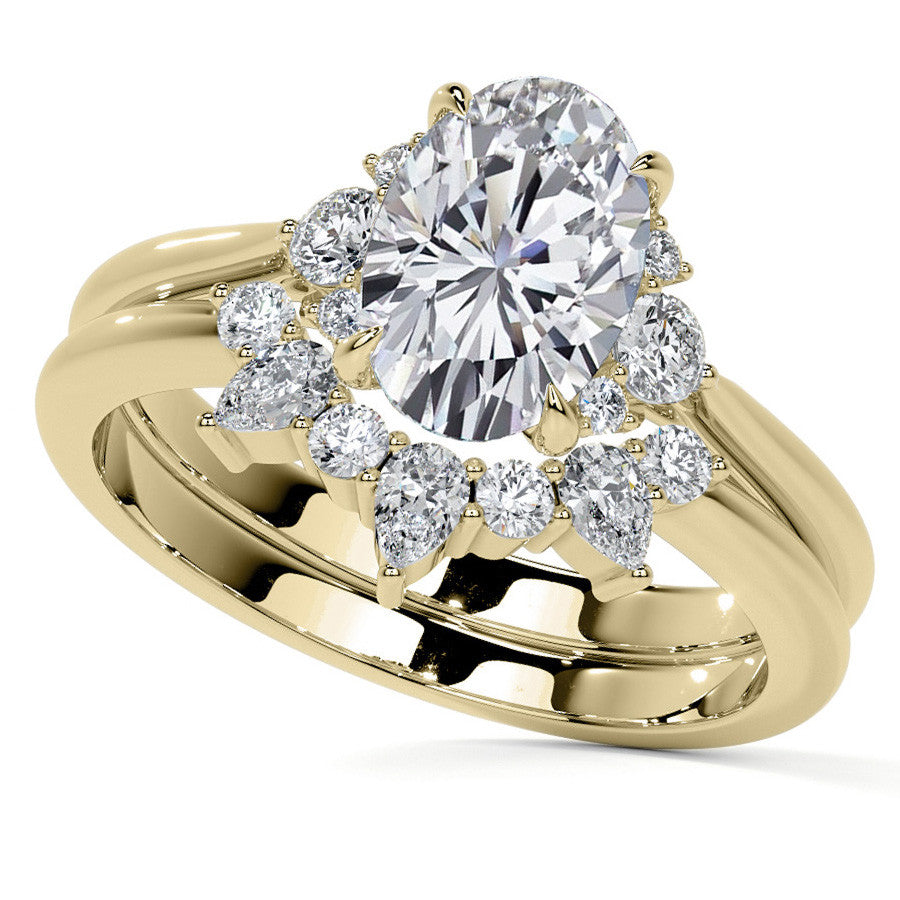 Oval Moissanite Engagement Ring with Graduated Accents