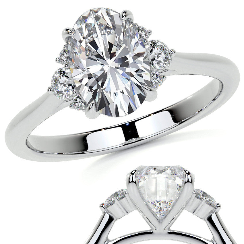 Oval Moissanite Engagement Ring with Graduated Accents