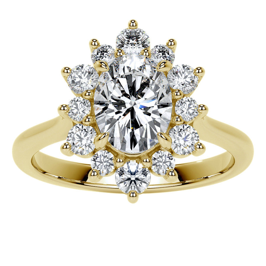 Oval Moissanite Cathedral Halo Moissanite Engagement Ring