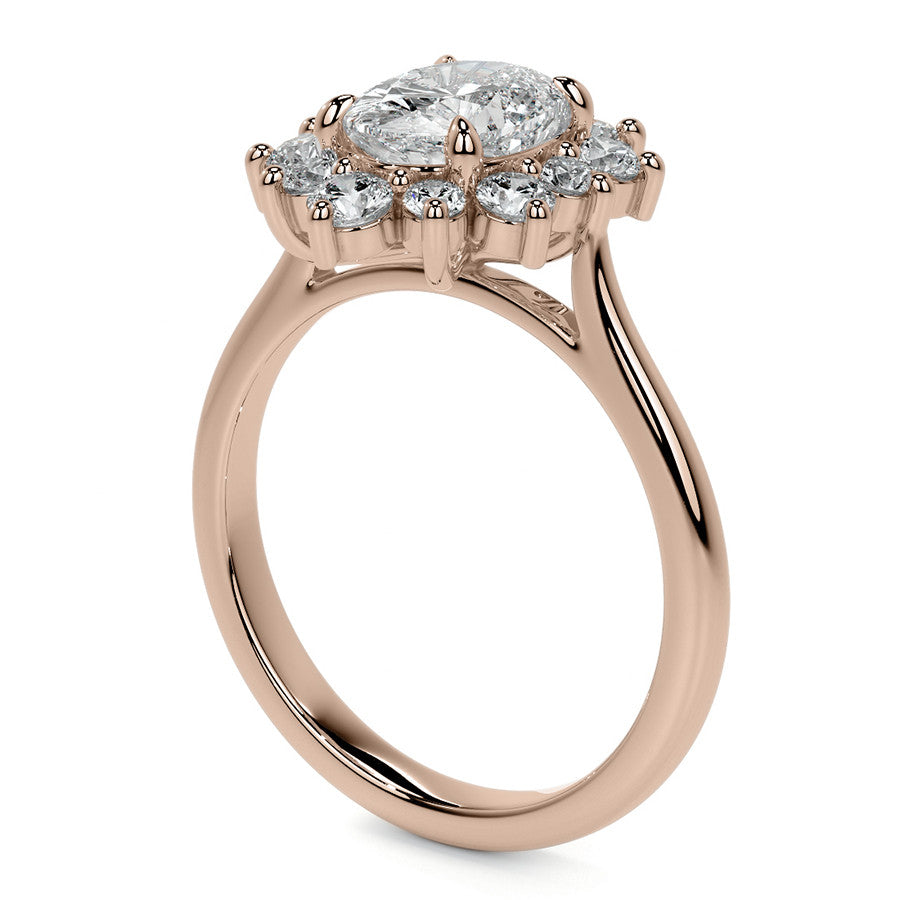 Oval Moissanite Cathedral Halo Moissanite Engagement Ring