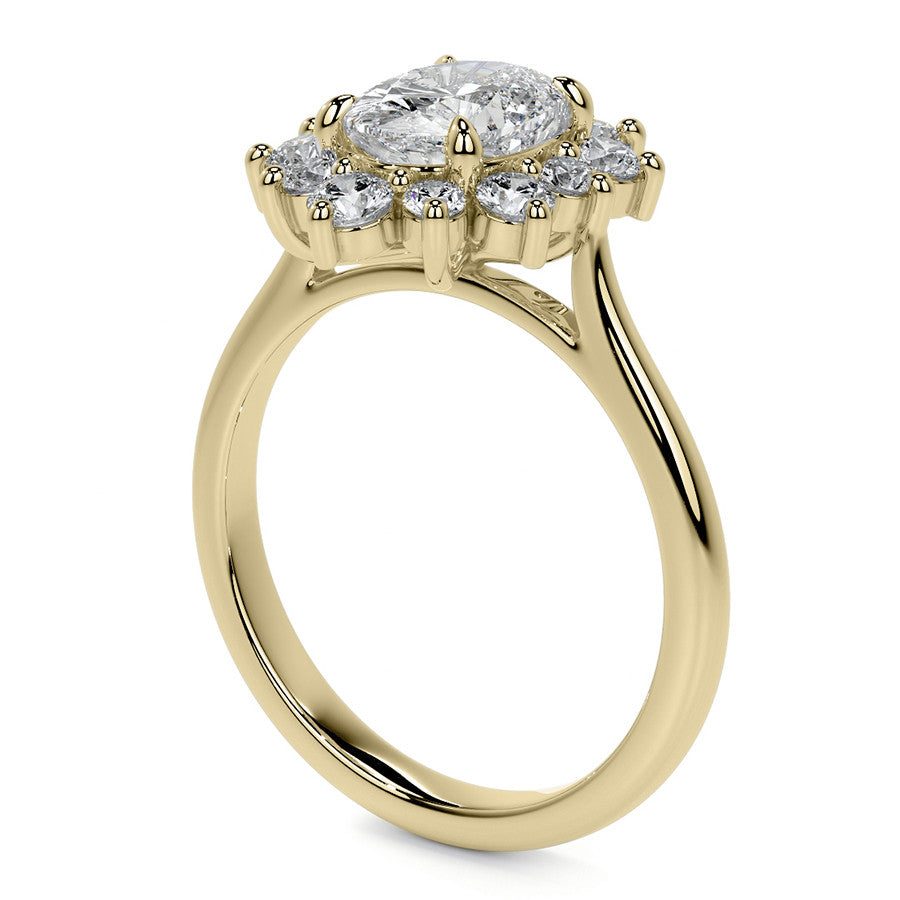 Oval Moissanite Cathedral Halo Moissanite Engagement Ring