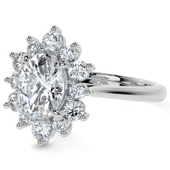Oval Moissanite Cathedral Halo Moissanite Engagement Ring