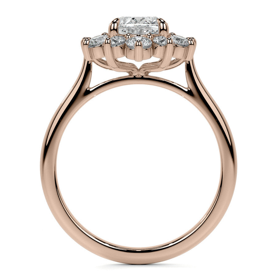 Oval Moissanite Cathedral Halo Moissanite Engagement Ring