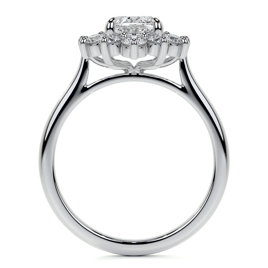 Oval Moissanite Cathedral Halo Moissanite Engagement Ring