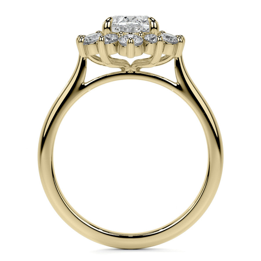 Oval Moissanite Cathedral Halo Moissanite Engagement Ring