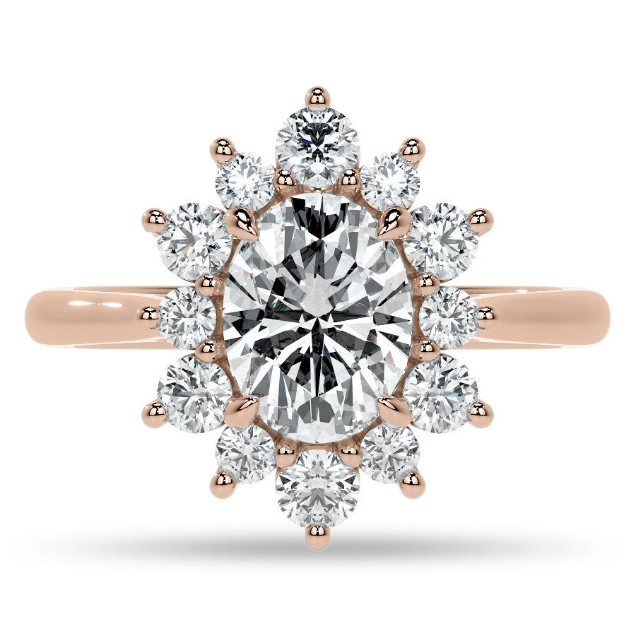 Oval Moissanite Cathedral Halo Moissanite Engagement Ring