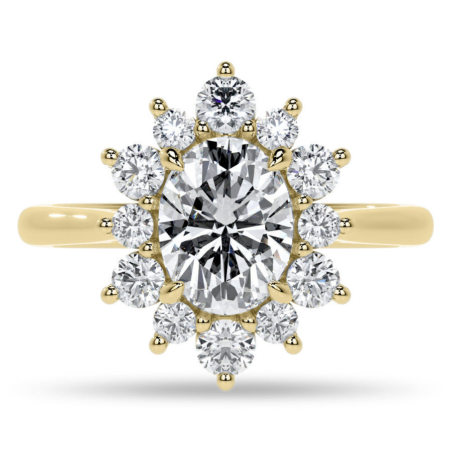 Oval Moissanite Cathedral Halo Moissanite Engagement Ring