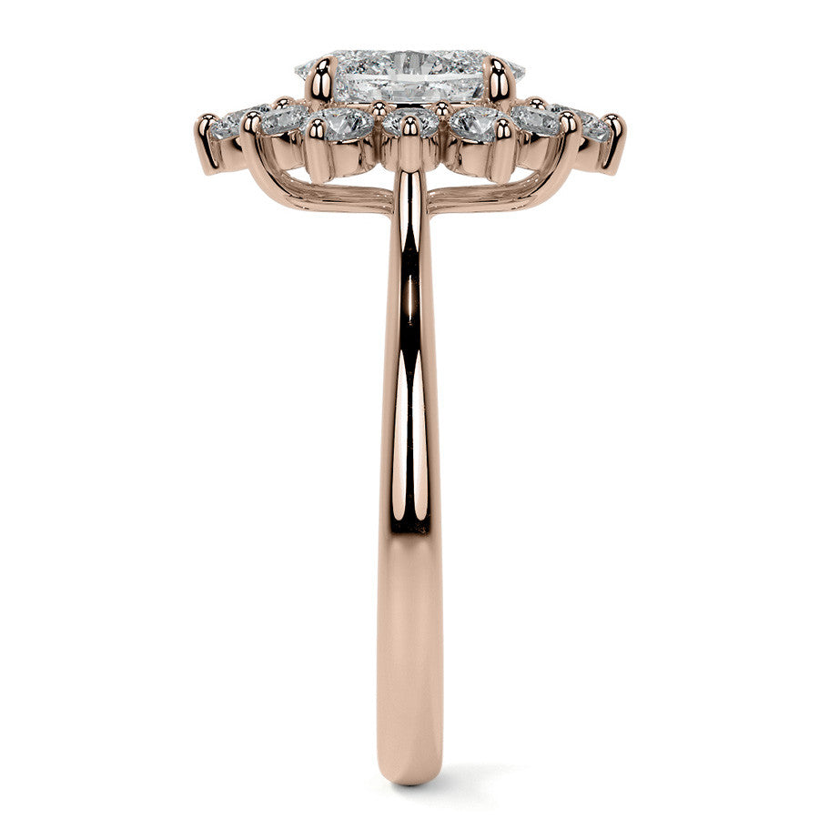 Oval Moissanite Cathedral Halo Moissanite Engagement Ring