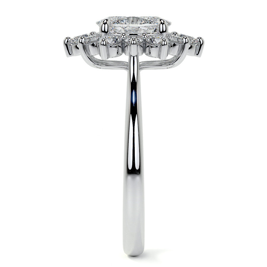 Oval Moissanite Cathedral Halo Moissanite Engagement Ring