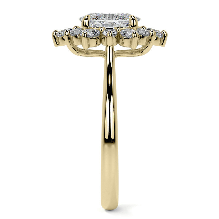 Oval Moissanite Cathedral Halo Moissanite Engagement Ring