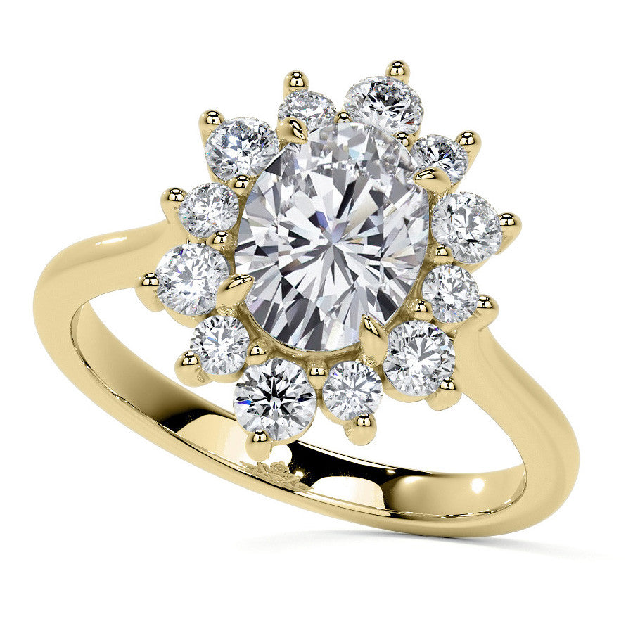 Oval Moissanite Cathedral Halo Moissanite Engagement Ring