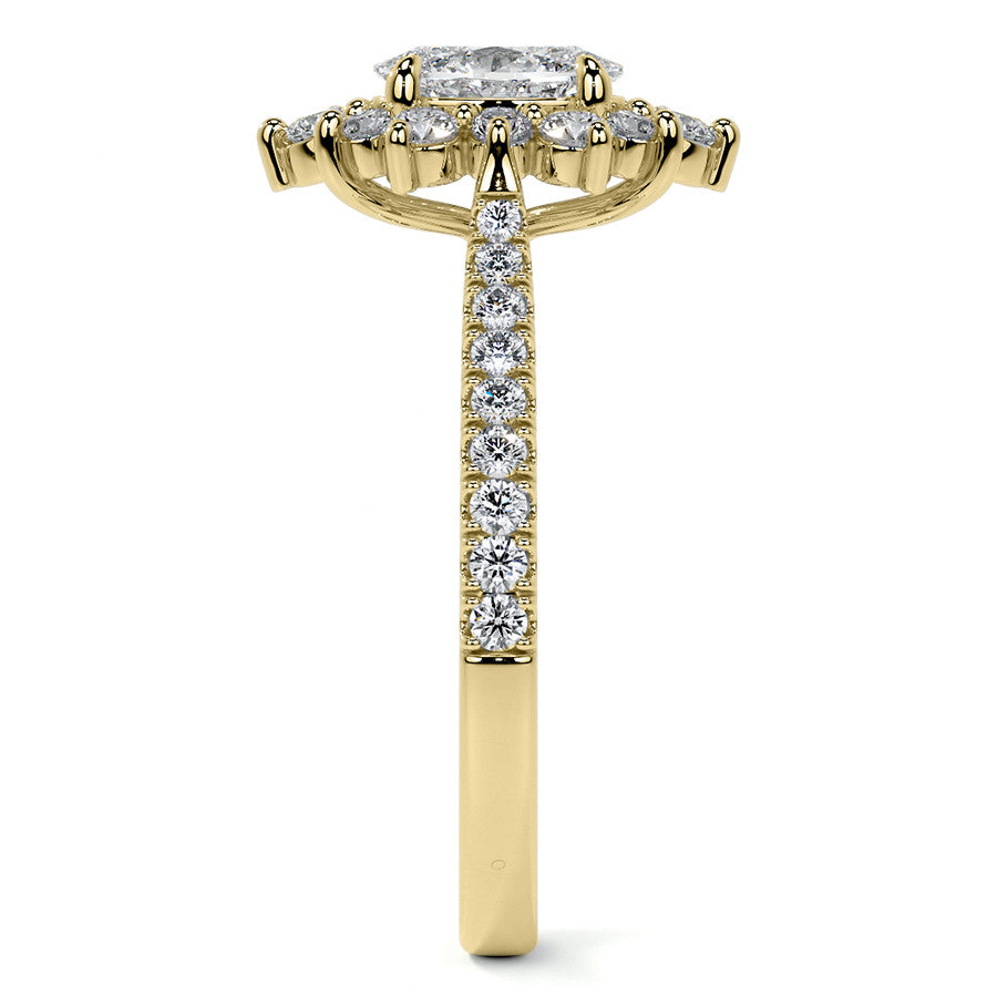 Oval Moissanite Cathedral Moissanite Halo Engagement Ring
