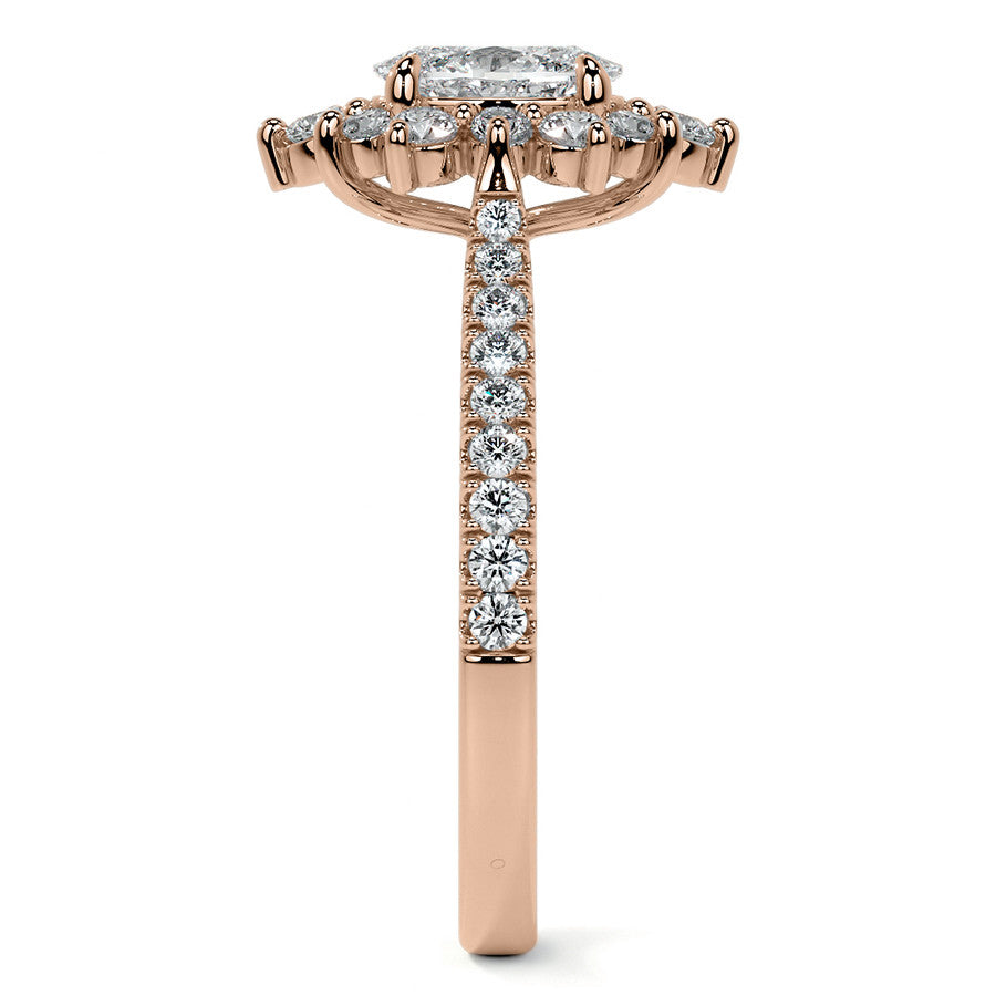 Oval Moissanite Cathedral Moissanite Halo Engagement Ring