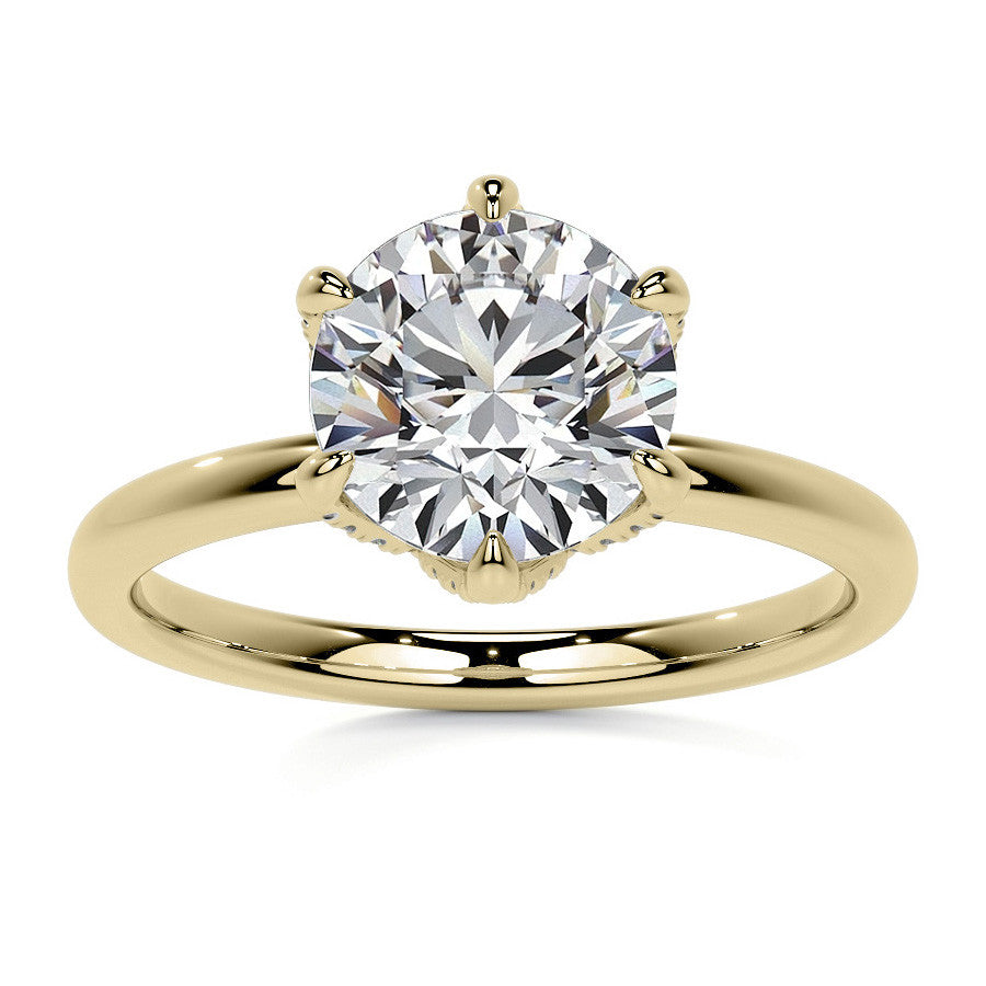 Round Accented Tulip Moissanite Engagement Ring